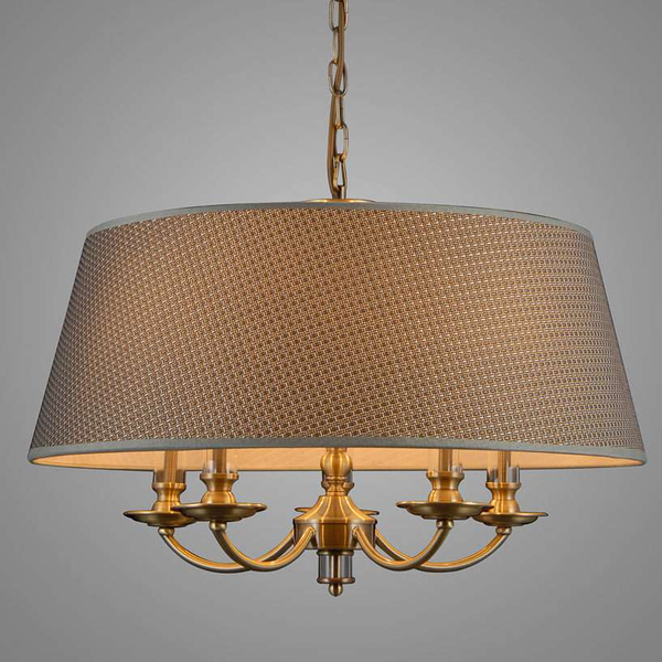 Żyrandol LAMPA wisząca ZANOBI PND-43272-5A Italux abażurowa OPRAWA zwis na łańcuchu klasyczny brąz antyczny szary
