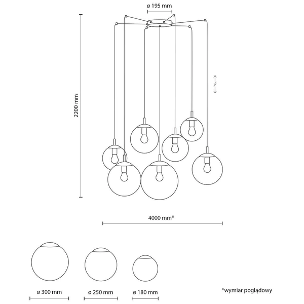 Lampa wisząca do sypialni Esme 4794 bańki pająk czarna biała