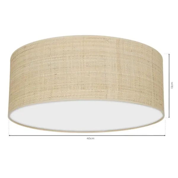 Skandynawski plafon MARSHALL MLP7487 okrągły rattan biały beżowy