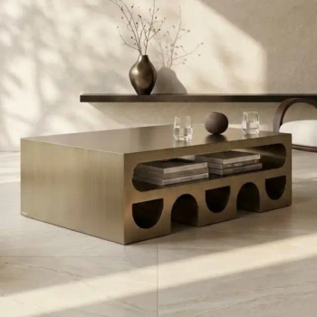 Złota ława VECTOR MM001501100387 drewniana nowoczesna 130x80cm