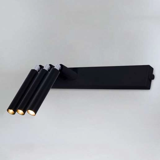 Kinkiet LAMPA ścienna ALHA E 9015 Shilo 3-punktowa OPRAWA listwa regulowane tuby czarne