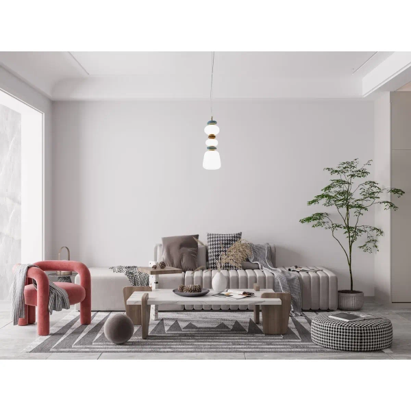 Wisząca lampa do salonu Evans PND-94981V-3B-GD LED 15W 3000K biała złota