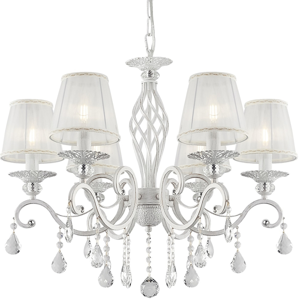 Żyrandol glamour Grace ARM247-06-G abażurowy kryształ biały