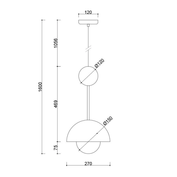 Wisząca lampa okrągła do jadalni Kello KEA122P0 kulista czarna biała