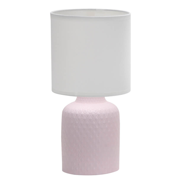 Nocna lampka Iner 41-79855 ceramika z abażurem biała różowa