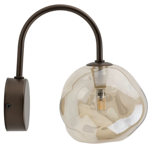 Ścienny kinkiet na wysięgniku Lava 11024 kula bursztynowa brązowa