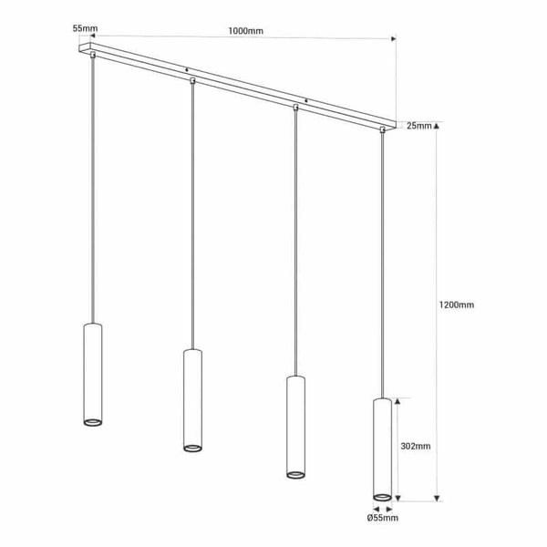 Jadalniana lampa zwisająca nad stół Spoti ABR-ZLW4T-C Abruzzo tuby czarna