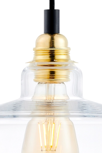 Wisząca LAMPA skandynawska LONGIS 10873105 Kaspa loftowa OPRAWA szklany ZWIS okrągły złoty przezroczysty czarny