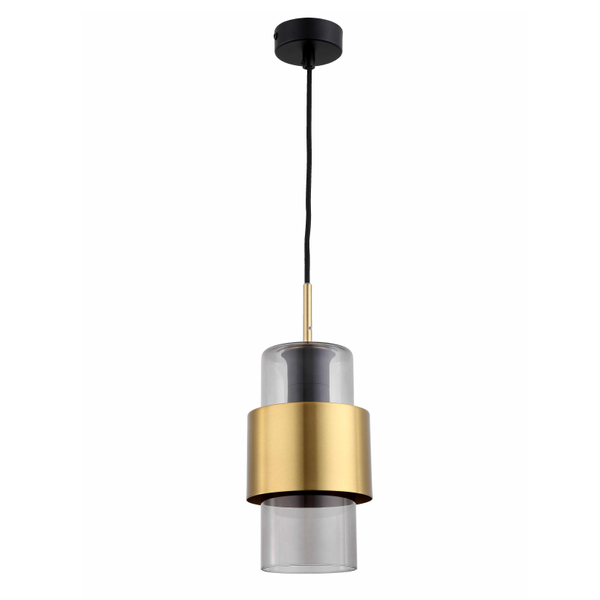 Złota lampa wisząca Miele LP-866/1P L SM/GD Light Prestige z przydymionym kloszem