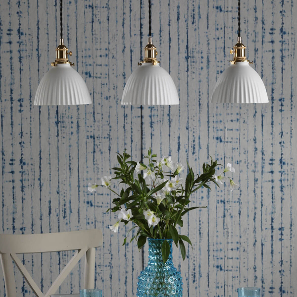 Potrójna lampa wisząca Hadano HAD3640-09 ceramiczna mosiądz biały