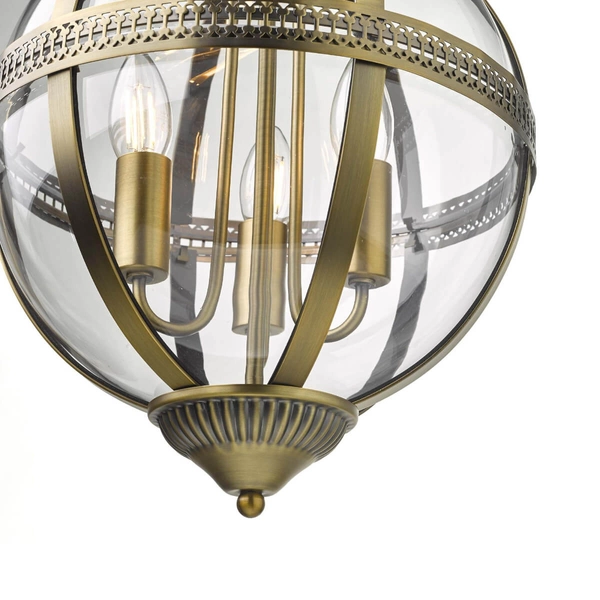 Klasyczna lampa wisząca Vanessa VAN0375 Dar Lighting kula szkło mosiądz