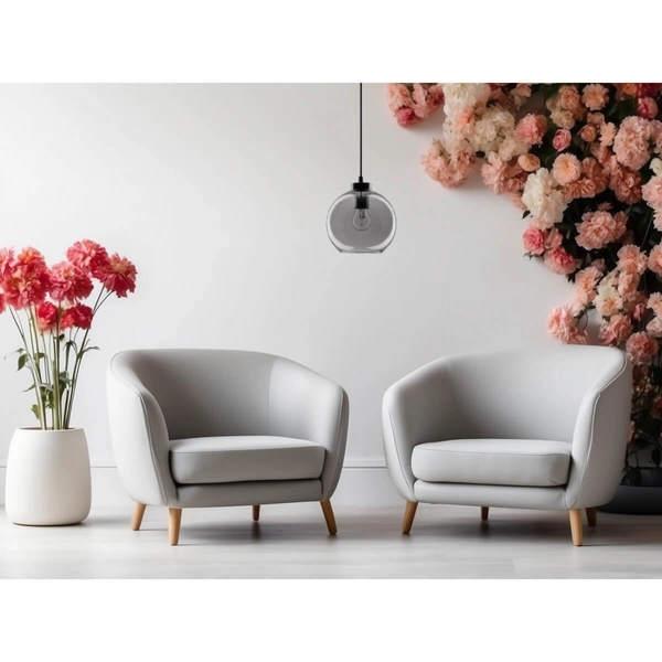 Wisząca lampa sypialniana Repos kula czarna przydymiona