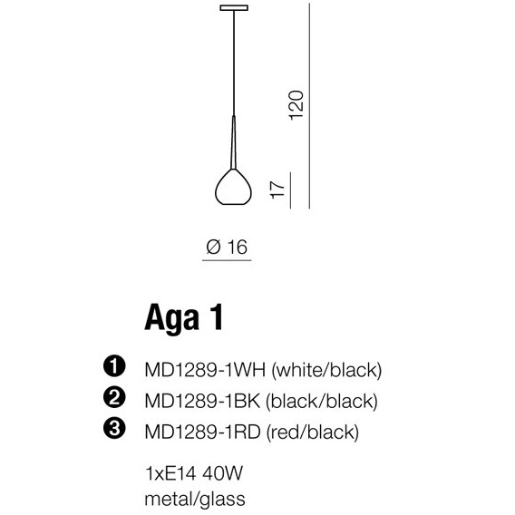 Wisząca lampa mininalistyczna Aga do salonu czarna biała