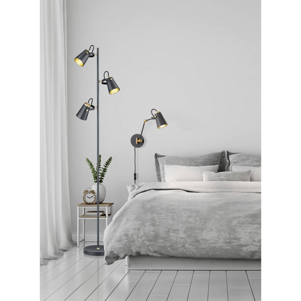 Podłogowa lampa z abażurkami Edward 408800332 do salonu czarny