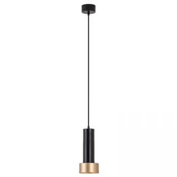 Metalowa wisząca lampa 22185 do przedpokoju cylindryczna czarny złoty