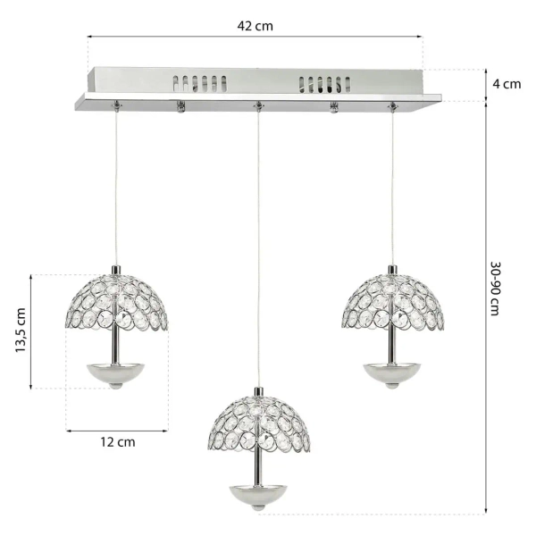 Potrójna lampa wisząca kryształowa VENUS ML315 LED 5W 4000K chrom
