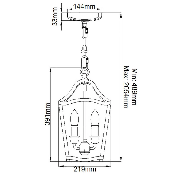 Lampa wisząca na łańcuchu Yarmouth FE-YARMOUTH-3P vintage mosiądz