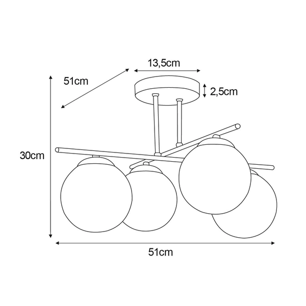 Sufitowa lampa do salonu Delta K-5161 Kaja szklane bursztynowe czarne