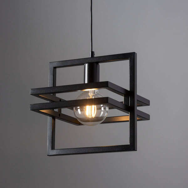 Czarna lampa wisząca Merci metalowy zwis do przedpokoju