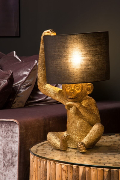 Dekoracyjna lampa stołowa Chimp 10502/81/30 Lucide małpka monkey czarna złota
