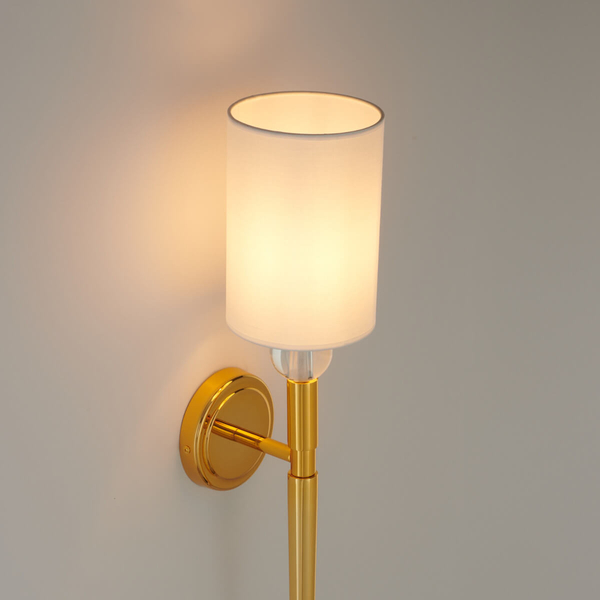 Salonowa lampa na ścianę DAMA ST-8436 GB-CE z abażurem złoty biały