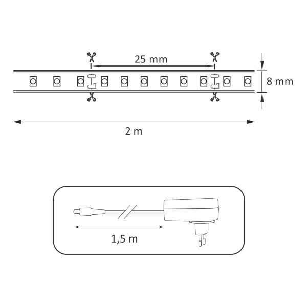 Ledowa taśma 18W 4000K 315359 Polux z zasilaczem 2m 1650lm czarna