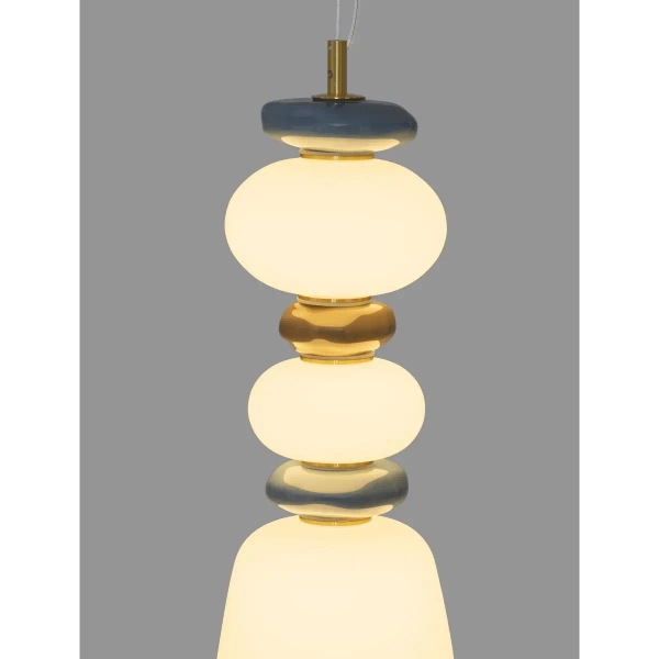 Porcelanowa lampa wisząca FELANZO LE45240 biała złota niebieska