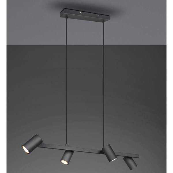 Wisząca lampa loftowa VANTOS DL432302400 Trio regulowana tubki czarny