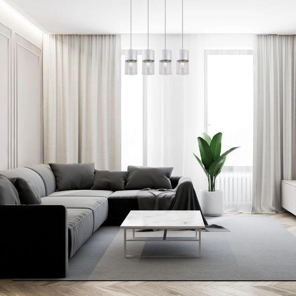 Wisząca lampa 4-płomienna Zelkova 3156 na listwie nad łóżko aluminium