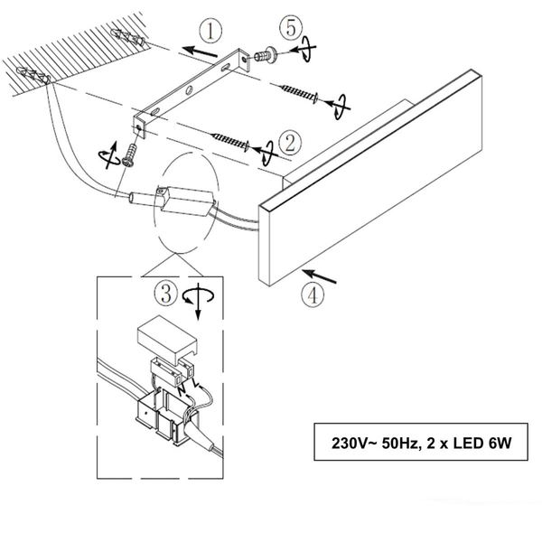 Biała lampa ścienna TERMINUS DL931225172 kinkiet LED 12W 3000K do holu