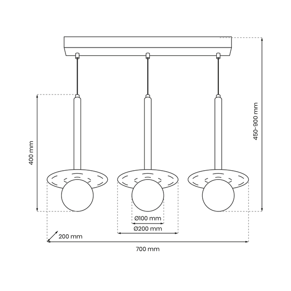 Stylowa wisząca lampa Futura MLP8914 szklane klosze czarna