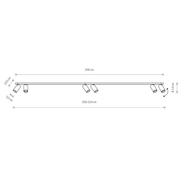 Czarna lampa natynkowa Mono 7844 nowoczesny spot do przedpokoju