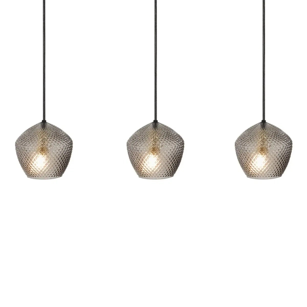 Szklana lampa wisząca Orbiform 2010693047 potrójna bursztynowa czarna