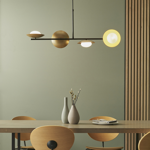 Modernistyczna lampa wisząca L&-192036 Light& na listwie złota brązowa