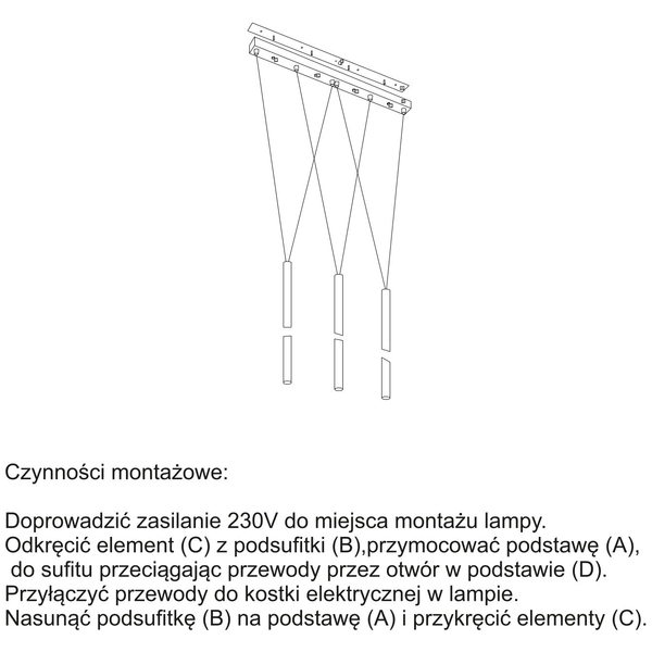 Loftowa LAMPA wisząca MIAKI 7946 Shilo metalowa OPRAWA zwis tuby czarny