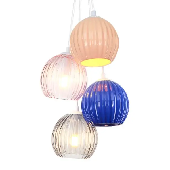 Ceramiczna wisząca lampa ryflowana Cases PND-94794-4A-MLTI kolorowa