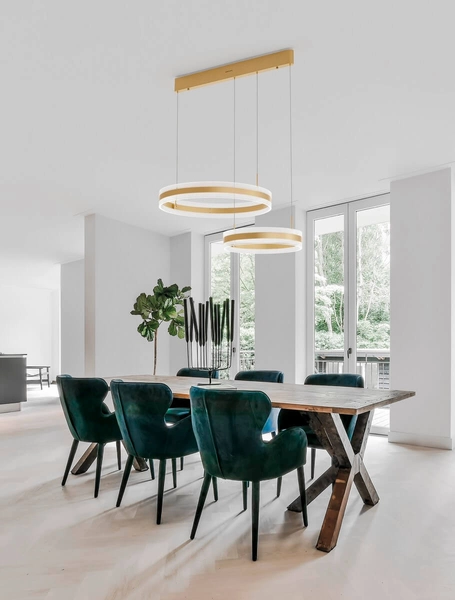 Jadalniana lampa wisząca COLIMA LE42754 pierścienie LED 124W 3000K złote