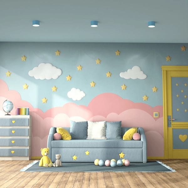 Okrągła lampa sufitowa Dixie metalowy downlight niebieski