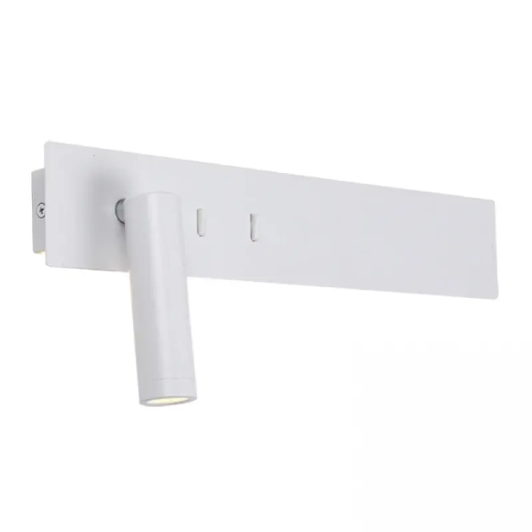 Hotelowa ścienna lampa H52 LED 3W+10W 3000K do sypialni nad stolik biały