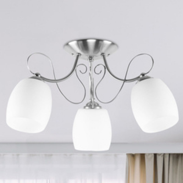 Potrójna sufitowa lampa Amba 33-78025 do jadalni szklana biała chrom