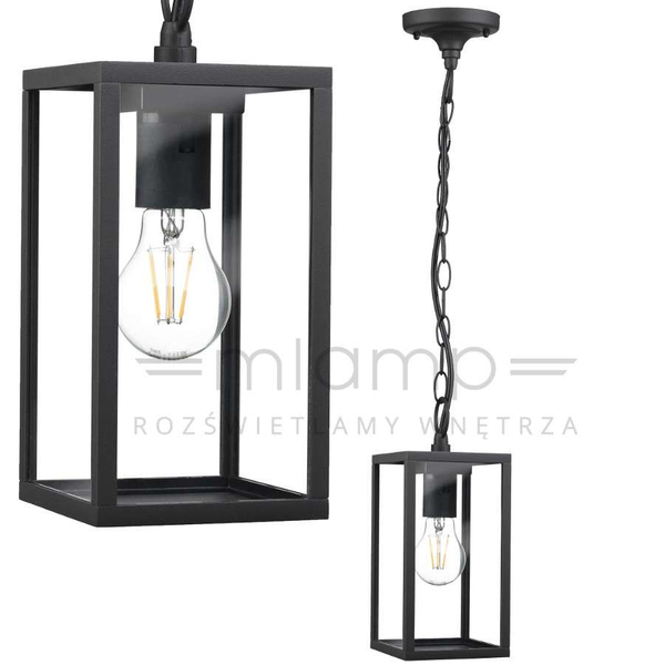 Zewnętrzna LAMPA wisząca MALMO 309211 Polux ogrodowa OPRAWA na łańcuchu ZWIS klatka outdoor IP44 grafitowa przezroczysta