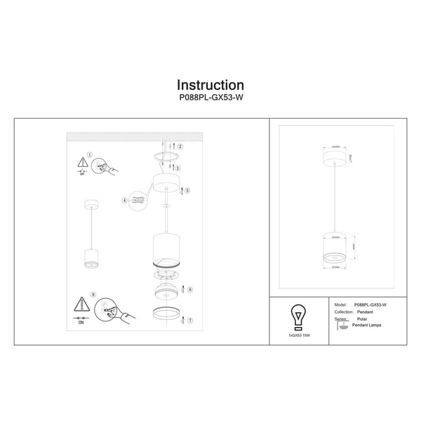 Metalowa lampa sufitowa Polar P088PL-GX53-W Maytoni okragła biały
