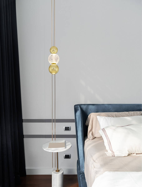 Stylowa lampa wisząca Ponce kule LED 6W 3200K nad łóżko złota
