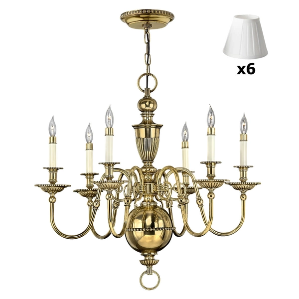 Żyrandol z abażurami Cambridge HK-CAMBRIDGE6+6xLS162-WHT Hinkley mosiądz biały