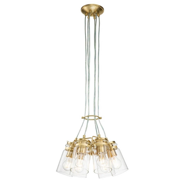 Wielopunktowa lampa zwis Brinley KL-BRINLEY6-BB Kichler przezroczysta mosiądz