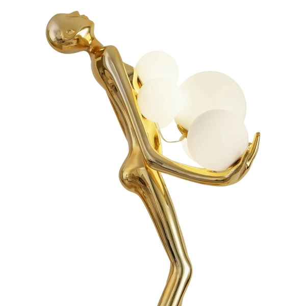 Dekoracyjna lampa podłogowa WOMAN F9312 gold designerska kula złoty biały