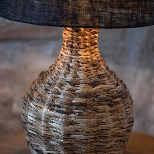 Abażurowa lampa stojąca Paglia 108770 Markslojd ratan czarny brązowy