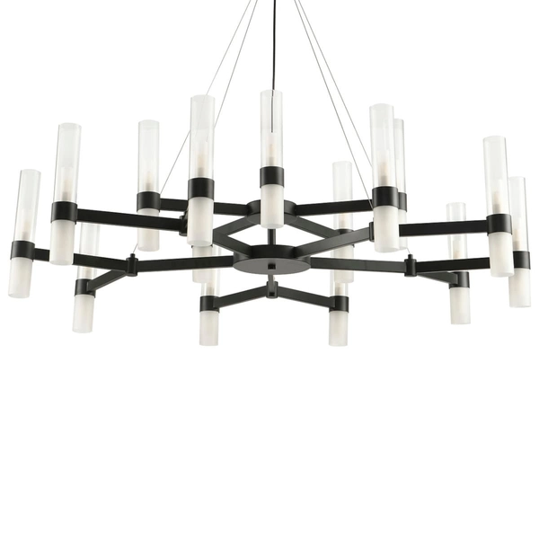 Żyrandol wielopunktowy tuby Candela DN1505-15 black Step szklany czarny