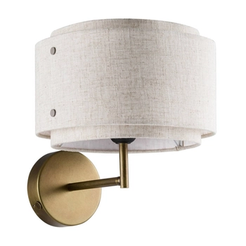 Ścienna lampa tkaninowa TAKAI 2320421018 do sypialni mosiądz beżowa