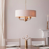 Wisząca lampa na łańcuchu Highclere 110723 z abażurem beżowa mosiądz